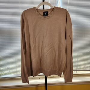 Vintage Ivy Crew $65 XL 100% Cotton Beige Classic Pullover Crewneck Knit Sweater